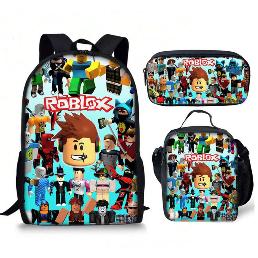 3D Game Character Backpack Set - Back To School For Students, Large Capacity Lunch Bag Pencil Case - 1 - Xem 1