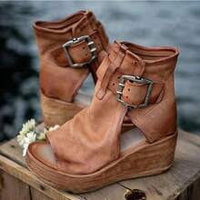 Roman Sandals For Women, Summer High-Heeled Fashion Women's Shoes, 2026 New High-Top Wedge Sandals, Thick-Soled Peep-Toe Sandals For Women - Đỏ - Xem 1