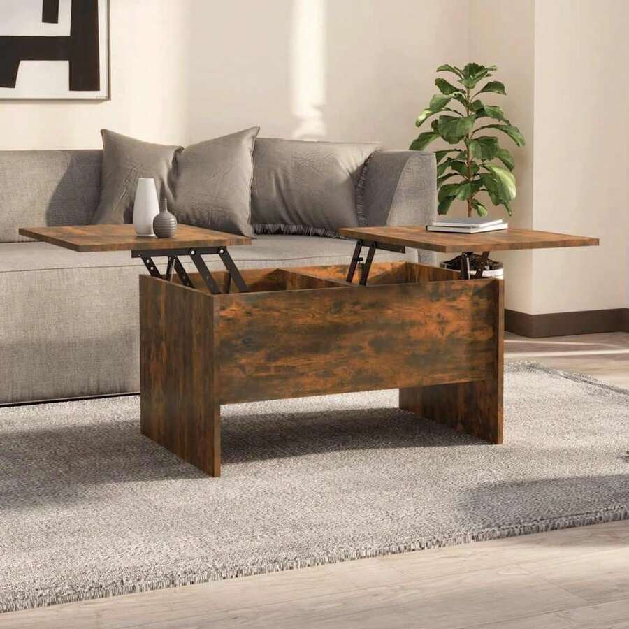 Coffee Table Smoked Oak 80x50x42.5 Cm Engineered Wood - Brown - View 1