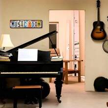 1/2pcsVintage License Plate Style MUSIC ROOM Metal Sign, Retro Wall Art Decor For Music Studio, Unique Music Lover Gift For Home - Multicolor-iron Painting - View 6