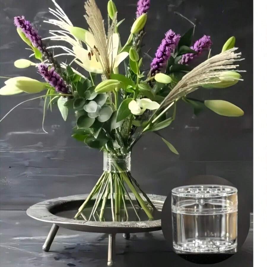 2个塑料螺旋花茎固定器，两种尺寸，花瓶装饰插花工具，塑料材质螺旋花茎固定器，花束塑料插花工具