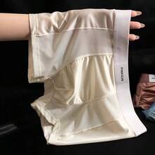 Light Luxury Satin Ice Silk Men's Boxers, Mulberry Silk Antibacterial Crotch, Seamless Breathable Nude Feel Trunks - 香檳色 - 查看 5