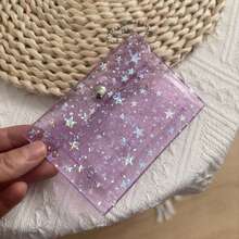 1 Buah Dompet Kartu Kompak dengan Gantungan Kunci - Ungu/Merah Muda Pastel, Penutup Jepit, Dompet Dua Saku Transparan untuk Kartu Identitas, Koin, Kosmetik - Tahan Lama untuk Penggunaan Sehari-hari untuk Anak Perempuan & Remaja, Tas Penyimpanan Koin, Tahan Cuaca - MultiWarna - View 11