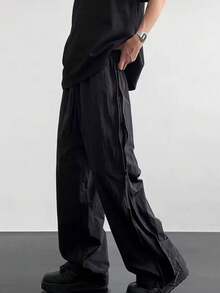 Men's Street Style Jogger Pants - With Side Stripes, Pockets And Drawstring Waist, Contrast Color Casual Sweatpants - màu đen - Xem 1