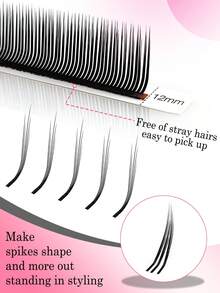 12 Pairs Soft 3D/5D/6D Curly Eyelash Extensions Set, Wet Lash Cluster Pre-Fanned Flower Mink False Eyelashes, Makeup Supplies - LU - View 5