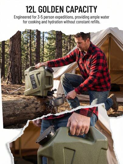  URBANWAVE Camping Water Container - Truly Leak-Proof Storage System, Large Capacity Water Tank, Portable Emergency Water Canister With Faucet, Suitable For Camping, Hiking And Emergency Storage