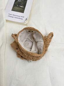 Handmade Crochet Flower Shaped Women Crossbody Pouch/Wallet, Summer - Khaki - View 12