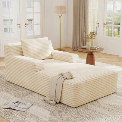 Nalupatio Schlafsessel 160 cm Einzel, Gepolsterter Loungesessel Relaxsessel Stoff Sofa Liegesessel Modern, Komfort Liegesofa für Wohnzimmer Schlafzimmer Gästezimmer Leseecke Apartment