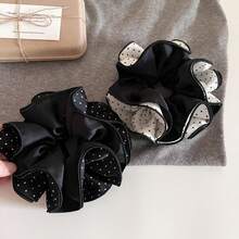 Double-Sided Patchwork Double-Layer Ruffled Polka Dot Scrunchie, Extra Large High Elasticity, Retro Elegant Hair Tie For Women - Multicolor - View 3