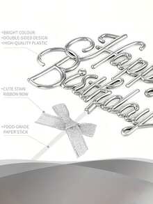 3D Shiny Birthday Cake Topper, Double-Sided Decorative Sign For Cake Decoration, Perfect For Enhancing Birthday Cake Display, Also Can Be Used As Photo Booth Prop - Multicolor - View 2