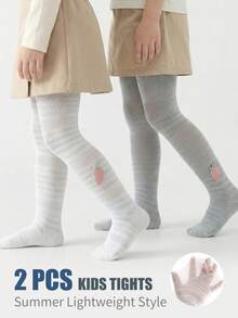 2条装女童紧身裤/儿童紧身裤/婴儿打底裤，夏季网眼薄款，防蚊透气，适合日常穿着 - 彩色 - 查看 15