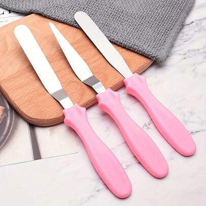 Bộ 3 món bằng thép không gỉ 410, dùng để phết kem bánh, kem phủ và phô mai, thích hợp làm bánh DIY, phù hợp cho người mới bắt đầu và người chưa có kinh nghiệm, thích hợp sử dụng trong nhà bếp, tiệm bánh, cửa hàng bánh ngọt và các trường hợp khác.