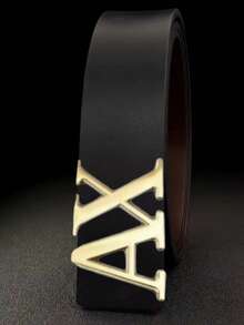 男士时尚纹理皮革腰带，搭配简约AX扣，多功能腰带 - 彩色 - 查看 1