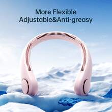 JISULIFE Portable Neck Fan, Hands Free Bladeless Fan, 5 Speeds, 4000 MAh Battery Operated Wearable Personal Fan, Twistable, Rechargeable, Gift For Women Men - 掛脖式 - 查看 3
