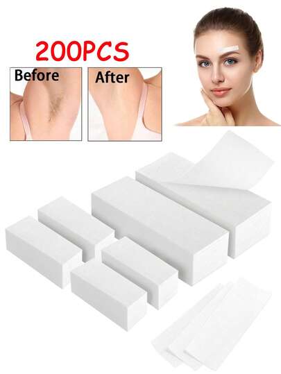 200/100/10 st. engångs hårborttagningspapper, ansiktshårborttagningspapper, manliga och kvinnliga ögonbryn, kropp, ansikte, armar, läppar. Specialpapper för hårborttagning med riv-och-drag-funktion för vaxning i skönhetssalonger. Lätt att använda och mycket användarvänligt.