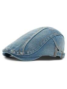 Șapcă Newsboy, Denim uzat (Variațiile de culoare și cusăturile sunt aleatorii din cauza procesului de spălare), Vară, Plajă, Sărbători, Festivaluri, Călătorii - Cowboy cu opt personaje - Vizualizare 8