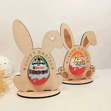 复活节限量版：1个木制兔子摆件，专为展示惊喜彩蛋而设计，印有“Happy Easter”（复活节快乐）和德语“Frohe Ostern”（复活节快乐）字样。可用作桌面装饰或复活节礼物，既能展示彩蛋，又能增添节日气氛，适合家庭活动或派对装饰。 - A - 查看 3
