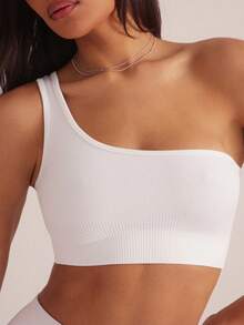Hauture Cut Out Back Crop Sports Teeworkout Tank Top - White - View 3