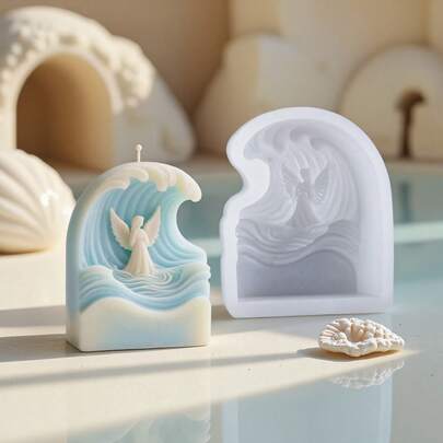 1pc Seawave Angel Aroma Stone Silicone Mold, Handmade DIY Fragrance Stone Decor Mold, Multiple Patterns, Non-Stick & Easy Demold