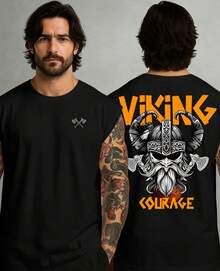 Men's Oversized Tank Top, Nordic Style, Gym, Warrior, Viking, Casual, Streetwear, Luxury - màu đen - Xem 1