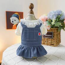 1件宠物连衣裙，可爱时尚狗狗连衣裙，宠物服装 - 心悸连衣裙 - 藍色 - 查看 13