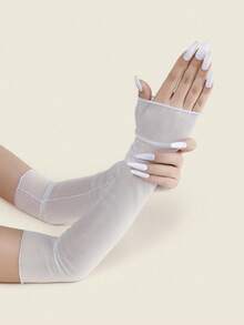 1 双女士透视性感臂套，弹性网眼防晒臂套，夏季长袖保暖臂套 - A - 查看 8