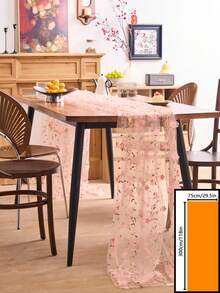 1 szt. Biały, przezroczysty obrus z haftem kwiatowym, prostokątny bieżnik w stylu amerykańskiej farmy, odpowiedni na co dzień, festiwale, imprezy, wesela, hotele, kolacje domowe, dekoracje na każdą porę roku - Różowy - Zobacz 9