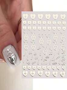 1 Sheet Minimalist Style Nail Art Stickers, Includes Stars, Moons, Patterns And Hearts - Multicolor - View 5
