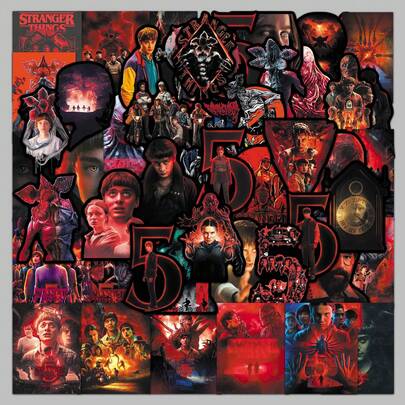 50 piezas de pegatinas de graffiti, inspiradas en la temporada 5 de la serie de televisión estadounidense, pegatinas decorativas para diarios, regalos de fiesta de regreso a la escuela