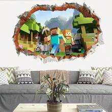 Minecraft Dungeons 3D Breakthrough Wall Decal - Pixel Style Game Character Vinyl Sticker - Self-Adhesive Removable Wall Art For Game Room, Bedroom, Home Decor - Gamer Room Decoration - one-size - View 9