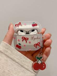 1个可爱波点红色樱桃蝴蝶结蓝牙耳机保护套，兼容苹果1/2/3/4/Pro - 彩色 - 查看 8