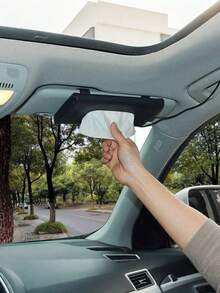 Premium Faux Leather Car Tissue Box Holder - Hanging Tissue Dispenser For Sun Visor Or Seat Back - Universal Car Tissue Paper Storage Rack With Smooth Pull-Out Design - Black Interior Accessory - A - View 6