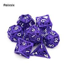 Asixsix 7 Pcs Purple White Squid Metal Dice Hollow Metal Polyhedral Dice Set Suitable For Role-Playing RPG Board Game Card Game - Apricot - View 1