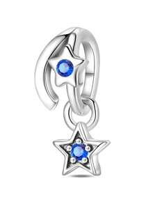 1 Mặt dây chuyền hình thiên thể bằng bạc Sterling 925, hình mặt trăng, sao, bướm, kính thiên văn ma thuật, mặt dây chuyền đính đá Zirconia xanh dương, phù hợp với vòng tay kiểu Châu Âu, quà tặng tự làm trang sức. - Nhiều màu - Xem 17