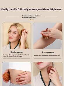 1pc Massage Tickle Relieve And Relax Head Massage Tool Natural Sandalwood Wide Toothed Comb With Scalp Massage Function, Compact, Portable And Durable - Multicolor - View 3