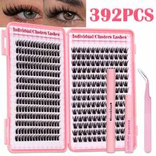 392pcs Eyelash Extension Kit, DIY Eyelash Extension Set, Individual Lash Cluster,Includes False Lashes, Bond&Seal, Remover, Tweezers, DIY Eyelash Extension Set, Lightweight Natural Curly Eyelashes, Thin And Lightweight, Suitable For Daily Use, Travel, Beginners, Weddings, Dates, Parties, Holidays - Black - View 12