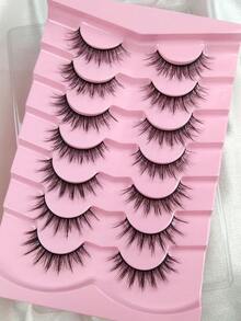 Hinarin 7对漫画风格尖头猫眼假睫毛，自然妆效动漫假睫毛，单根纤细韩式妆容假睫毛，日式cosplay假睫毛，浓密夸张假睫毛，条状假睫毛，睫毛，假睫毛 - 查看 8