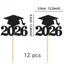 2026届毕业蛋糕装饰，高中、大学、研究生毕业派对蛋糕装饰，毕业纸杯蛋糕装饰，毕业派对迷你蛋糕装饰，食品签 - 彩色 - 查看 15