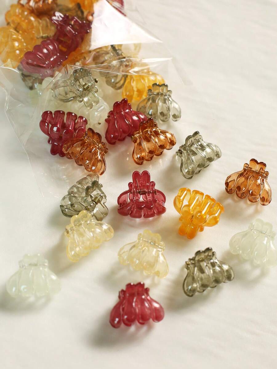 15/20/30个迷你花朵造型发夹，咖啡色小发夹，刘海夹，发饰（均码=20个）沙滩度假发夹，夏季穿搭，节日，派对