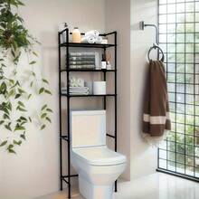 1 pieza Estantería de almacenamiento para inodoro de pie, Estantería de almacenamiento para balcón en negro/blanco, Estantería de almacenamiento para baño, Estantería de almacenamiento para inodoro, Gabinete de almacenamiento para baño, Almacenamiento para baño, Estantería de almacenamiento para baño de varias capas, Estantería minimalista para lavadora es un elemento esencial para el baño - Multicolor - Ver 6
