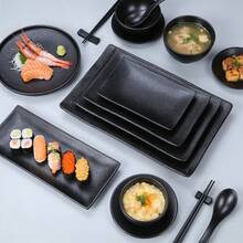1pc New Black Carbon Fiber Rectangular Plate, 4 Size Options, Melamine Tableware, Material, Clear Carbon Fiber Texture, Minimalist Design, Versatile, Wear-Resistant, Scratch-Resistant, Impact-Resistant, Easy To Clean, Suitable For Sushi, Sashimi, Grilled Meat, Dessert, Home And Restaurant Use - Black - View 4