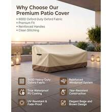 Funda de sofá para exteriores impermeable para muebles de patio 78.7 pulgadas de ancho x 38.2 pulgadas de profundidad x 35 pulgadas de alto tela Oxford 600D de alta resistencia color blanco y - Beige y Coffea - Ver 7