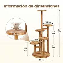 Bamworld - Soporte para plantas de 5 niveles de altura para interiores estante de madera de esquina para múltiples plantas soporte redondo escalonado para patio jardín balcón sala de estar - Marrn - Ver 4
