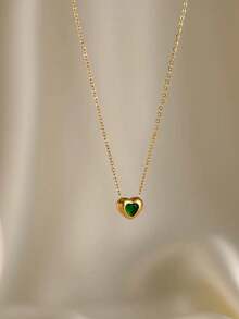 TONSI 1件18K镀金不锈钢甜美粉色心形项链，优雅甜美的女士项链，简约日常配饰，可作为伴娘、妈妈、女朋友的礼物。 - 多色愛心項鍊 - 查看 12