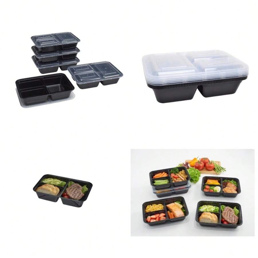 3 Compartment Meal Prep Containers 10-Piece Set Bento Lunch Boxes Stackable Food Storage - 1 - 查看 1