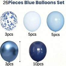 Bộ 26 quả bóng bay bằng cao su màu xanh hải quân, xanh nhạt, xanh phấn, bóng bay ánh kim, bóng bay kim tuyến màu xanh dương, họa tiết hoạt hình băng tuyết, trang trí tiệc mừng em bé, sinh nhật, đám cưới, kỷ niệm, ngày lễ tình nhân, năm mới. - Xem 2