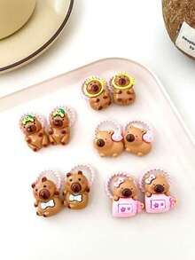 10pcs Capybara & Groundhog Shaped Hair Ties, Elastic Hair Bands For Braiding, Gentle On Hair - Multicolor - View 6