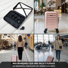 Mala de cabine em ABS 40x30x20 (24L) | Bagagem de mão com rodas removíveis para Ryanair | Vueling | Easy-Jet | Wizz Air | Volotea - Preto/Azul Marinho/Ouro Rosa/Roxo/Menta/Amarelo/Verde/Rosa - Rosa Empoeirado - Ver 6