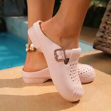 Breathable Slip-On Mules, Lightweight Casual Slippers, Versatile Wear - Pink - View 2