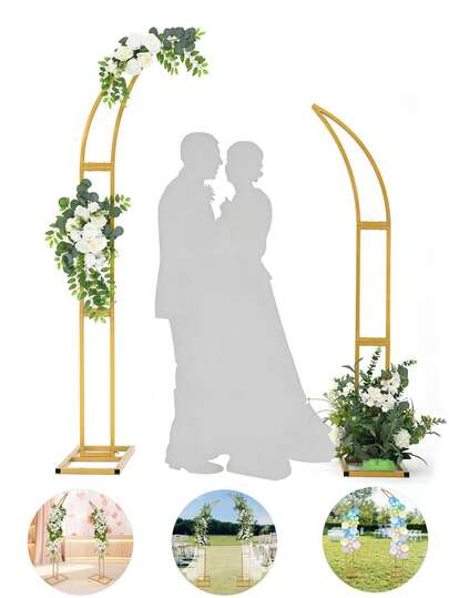 7.8ฟุต และ 6.2ฟุต ซุ้มโค้งแต่งงานสีทอง, เหมาะสำหรับพิธีแต่งงานในร่ม/กลางแจ้ง, งานหมั้น, ปาร์ตี้เจ้าสาว, งานฉลองวันเกิด, งานเลี้ยงฉลองแต่งงาน, ตกแต่งฉากหลังดอกไม้